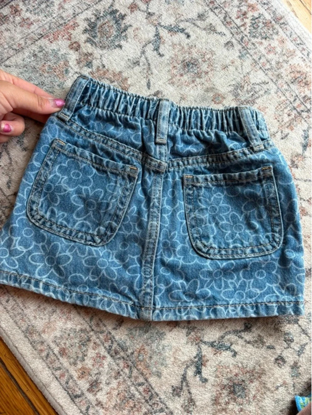 2T Denim Floral Button Down Skirt Old Navy